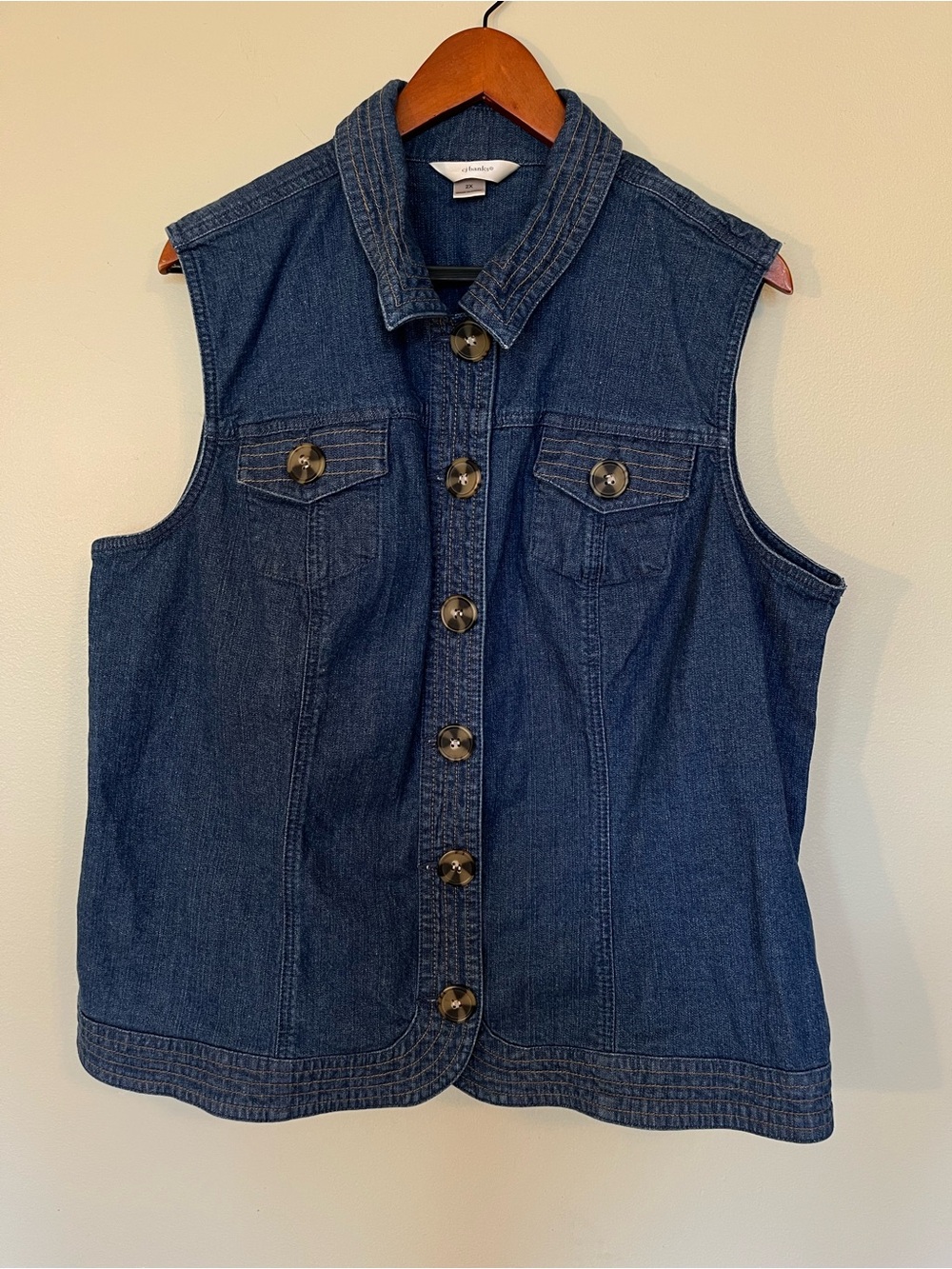 CJ Banks Indigo Blue Denim Vest western granola 90’s Minimalist
